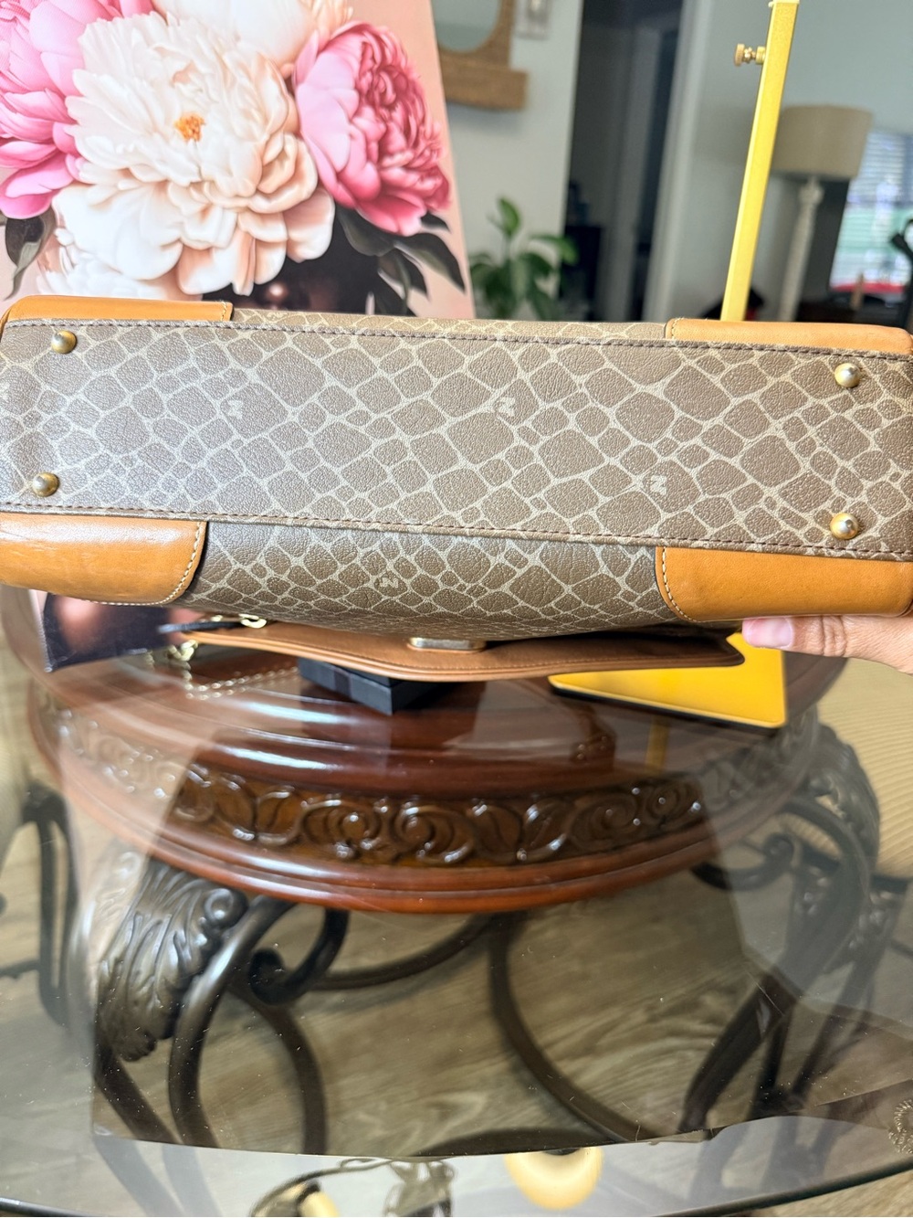 Nina Ricci Vintage Monogram Satchel and Nina Ricci gold tone Necklace set - Picture 7 of 12